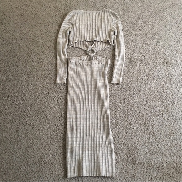 Forever 21 Womens Tan and White Long Sleeve Dress Size S - Picture 6 of 16